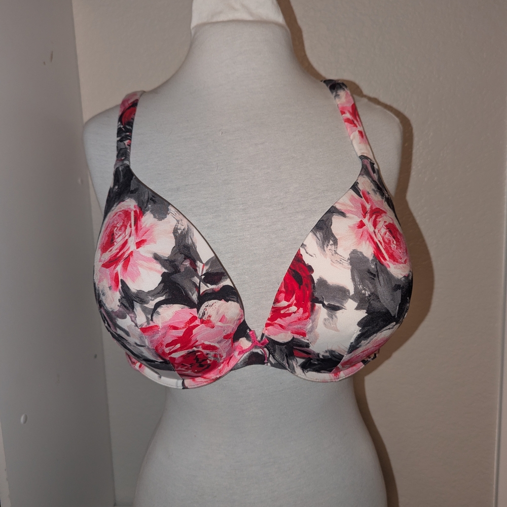 Cacique Pink and Black Full Coverage Bra